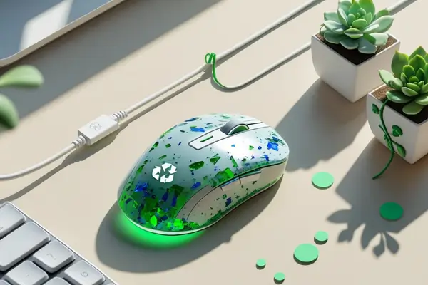 mouse de plástico reciclado